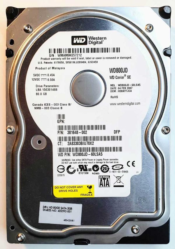 WD 800JD-60LSA5 xxxTJxxx 04-FEB-2007