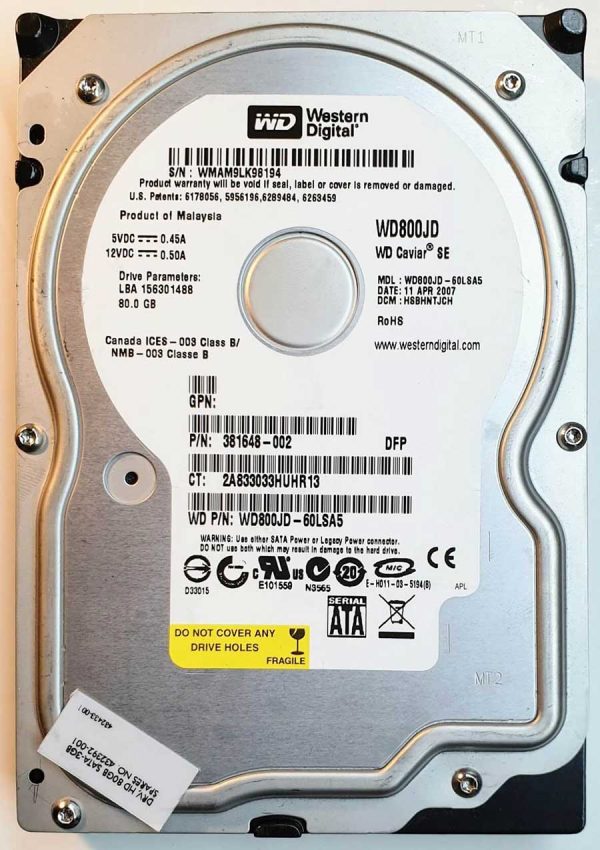 WD 800JD-60LSA5 xxxTJxxx 11-FEB-2007