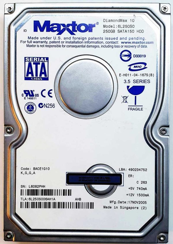 Maxtor 6L25050 17 Nov 2005