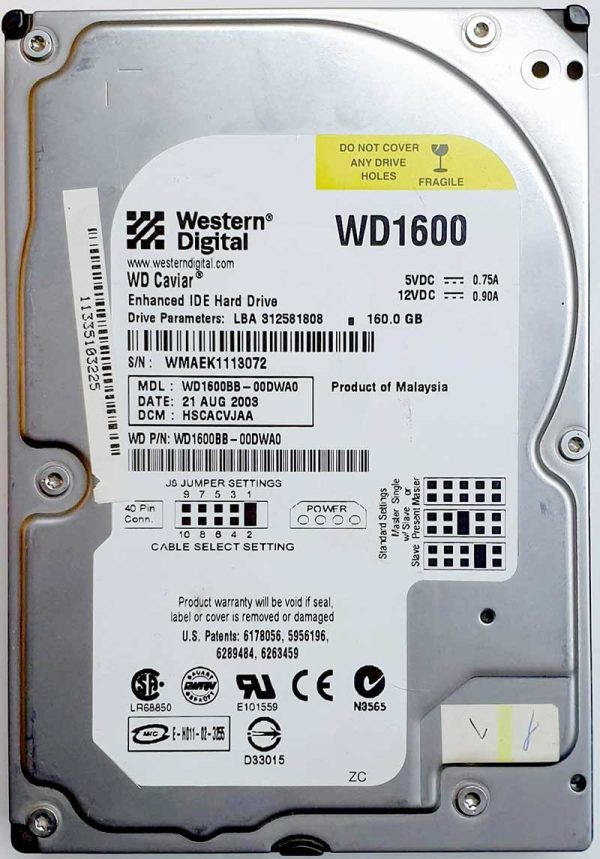 WD WD160BB-00DWA0 xxxVJxxx