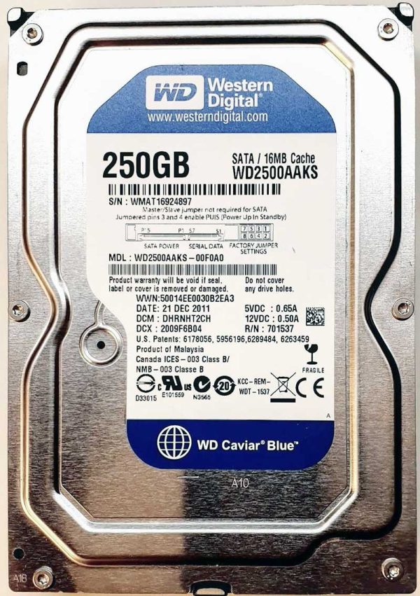 WD2500AAKS-00F0A0 xxxT2xxx 21 Dec 2011