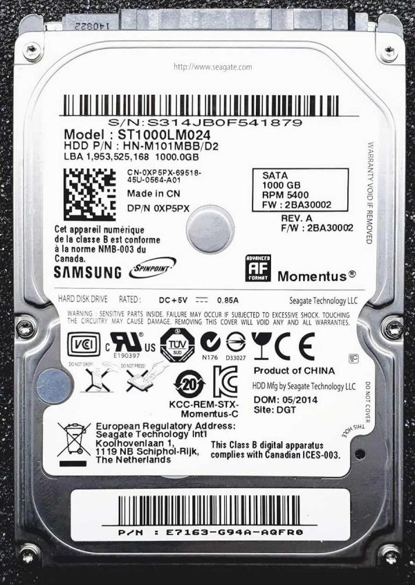 Samsung ST1000LM024 HN-M101MBB MAY-2014