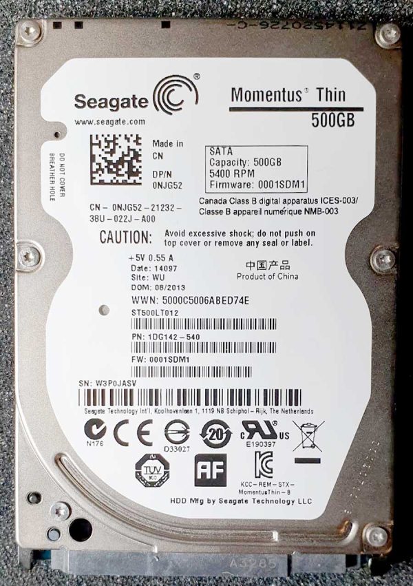Seagate ST500LT012-1DG142 W3Pxx 31-AUG-2013