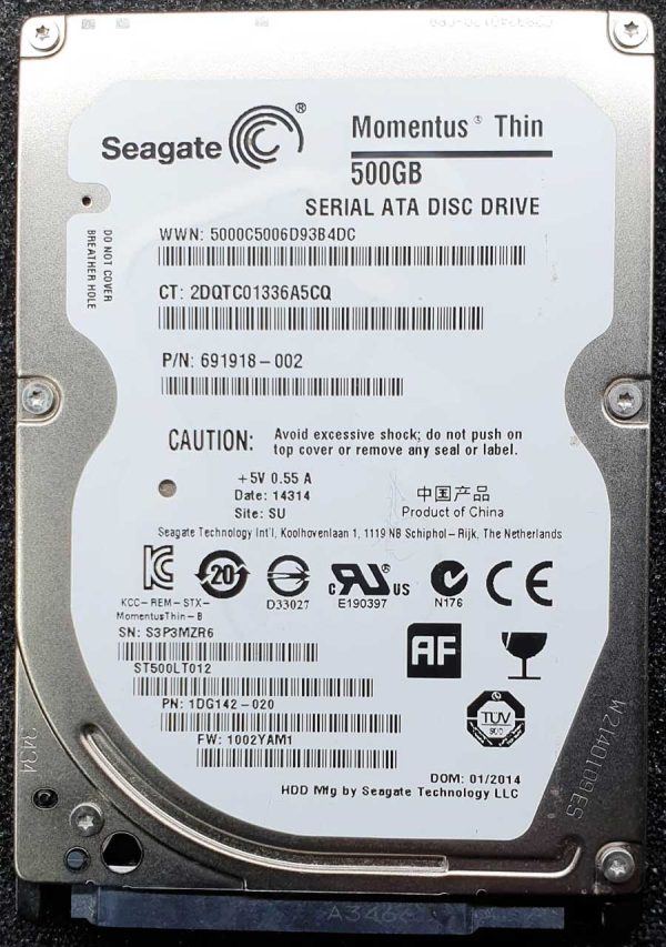 Seagate ST500LT012-1DG142 S3Pxx 29-JAN-2014