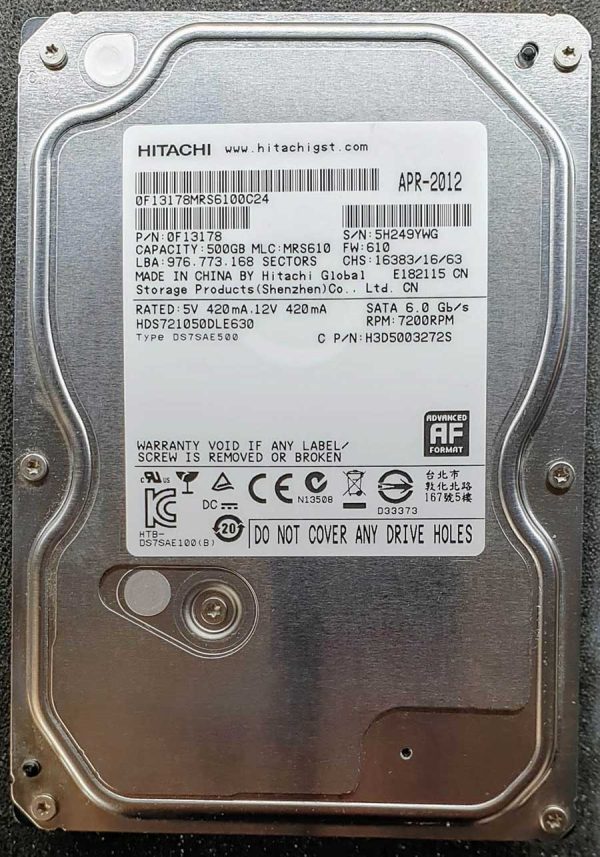 Hitachi HDS721050DLE630 MSKE235H249YWG APR-2012