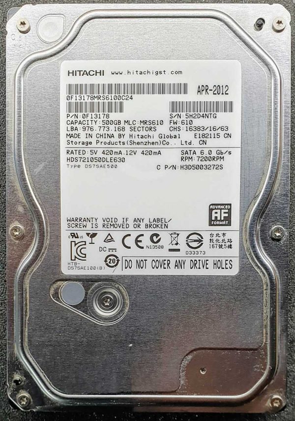 Hitachi HDS721050DLE630 5H2D4NTG APR-2012
