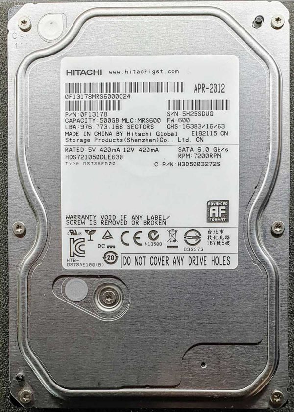 Hitachi HDS721050DLE630 5H25SDUG APR-2012