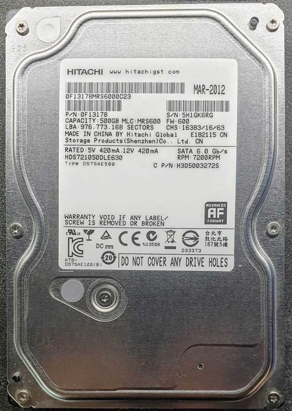 Hitachi HDS721050DLE630 5H1GK6RG APR-2012