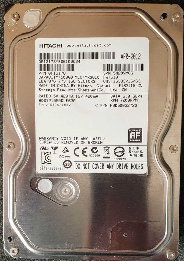 Hitachi HDS721050DLE630 5H2BVMGG APR-2012