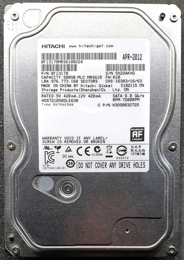 Hitachi HDS721050DLE630 5H2DAKHG APR-2012