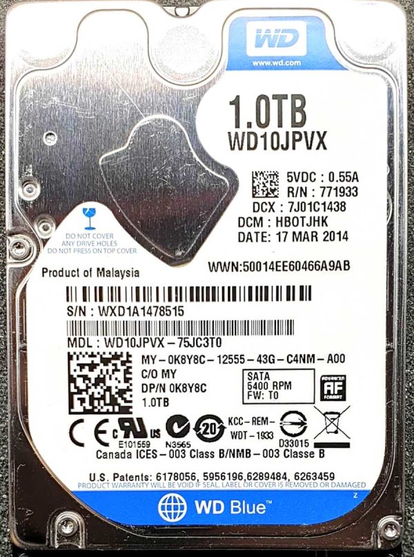 WD 10JPVX-75JC3T0 xxxTJxxx 17-MAR-2014
