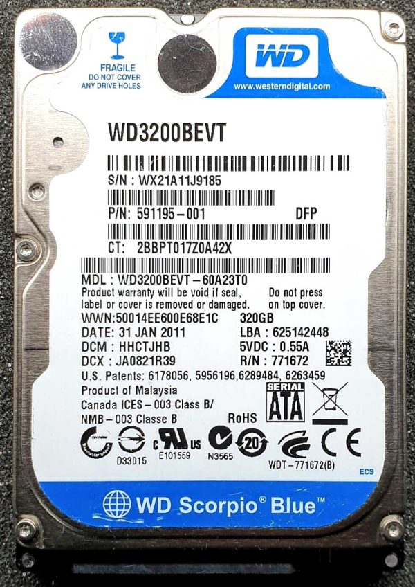WD 3200BEVT-60A23T0 xxxTJxxx 31-JAN-2011