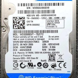 WD 3200BEVT-75ZCT2 xxxT2xxx 06-NOV-2009