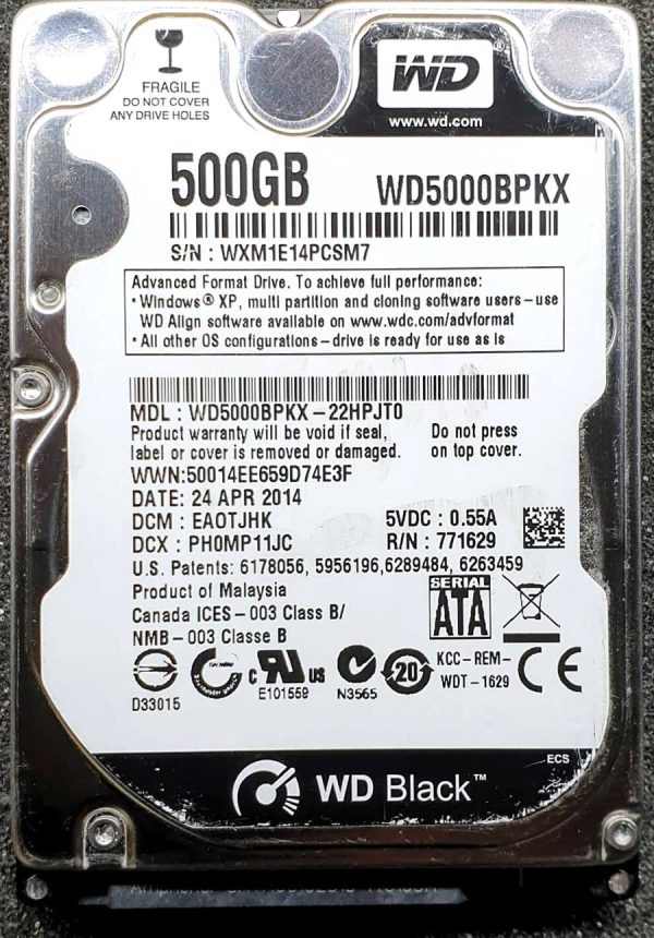 WD 5000BPKX-22HPJT0 xxxTJxxx 24-APR-2014