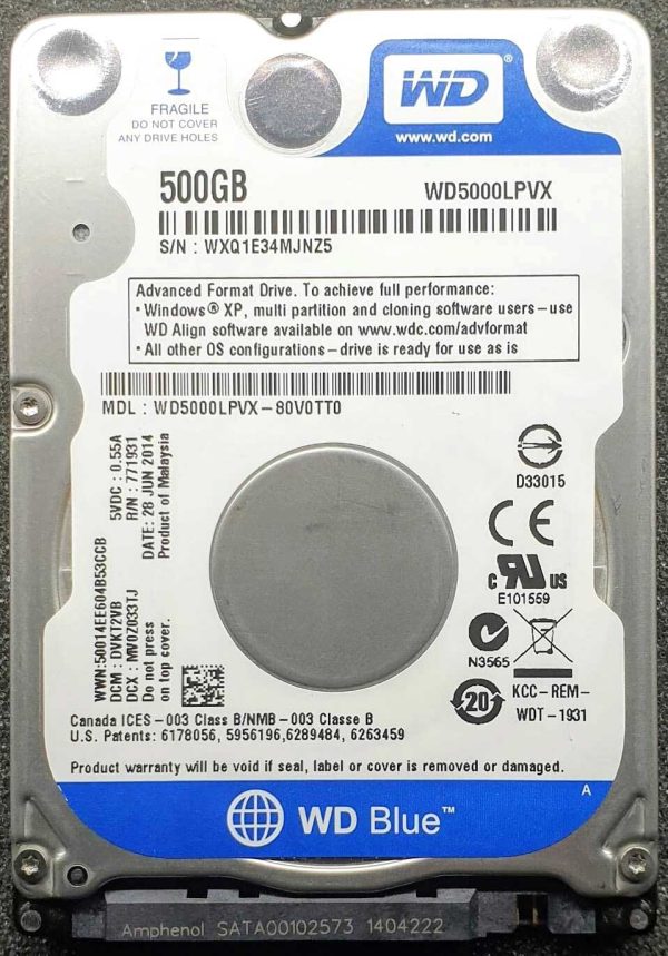 WD 5000LPVX-80V0TT0 xxxT2xxx 28-JUN-2014