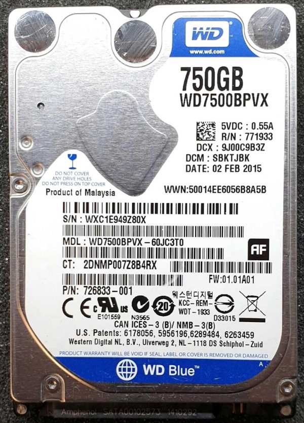 WD 7500BPVX-60JC3T0 xxxTJxxx 02-FEB-2015