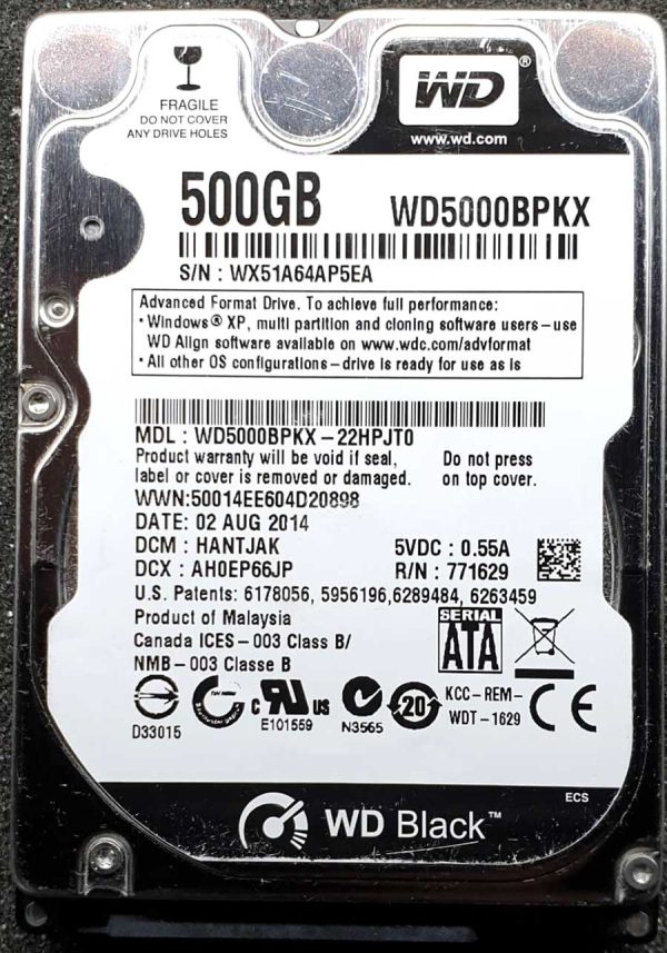 WD 5000BPKX-22HPJT0 xxxTJxxx 02-AUG-2014