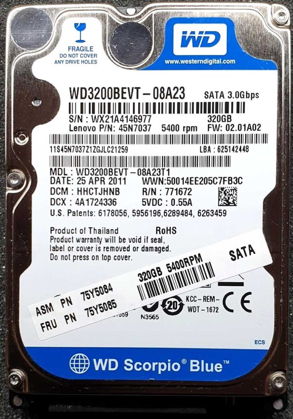 WD 3200BEVT-08A23T1 xxxTJxxx 25-APR-2011