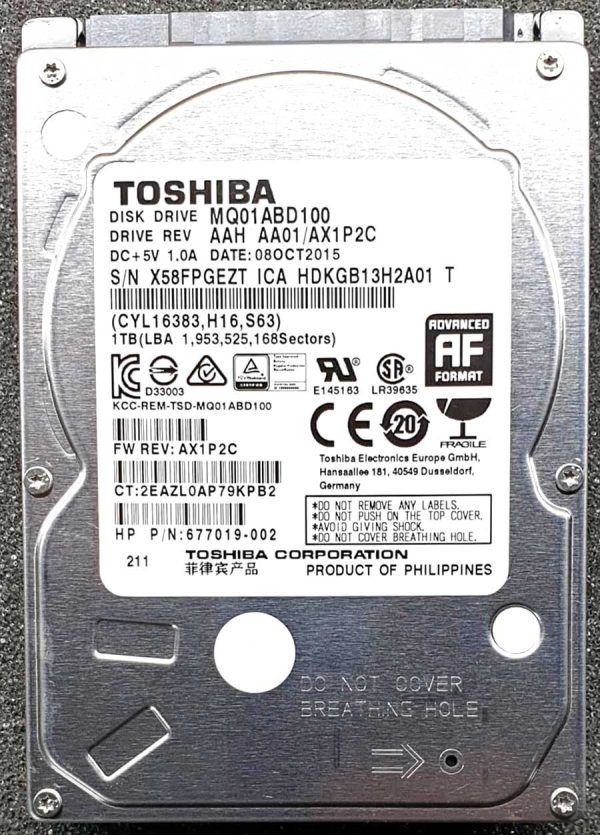 Toshiba MQ01ABD100 HDKGB13H2A01 08-OCT-2015