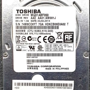 Toshiba MQ01ABF050 HDKCB06E0A02 22-JUL-2014