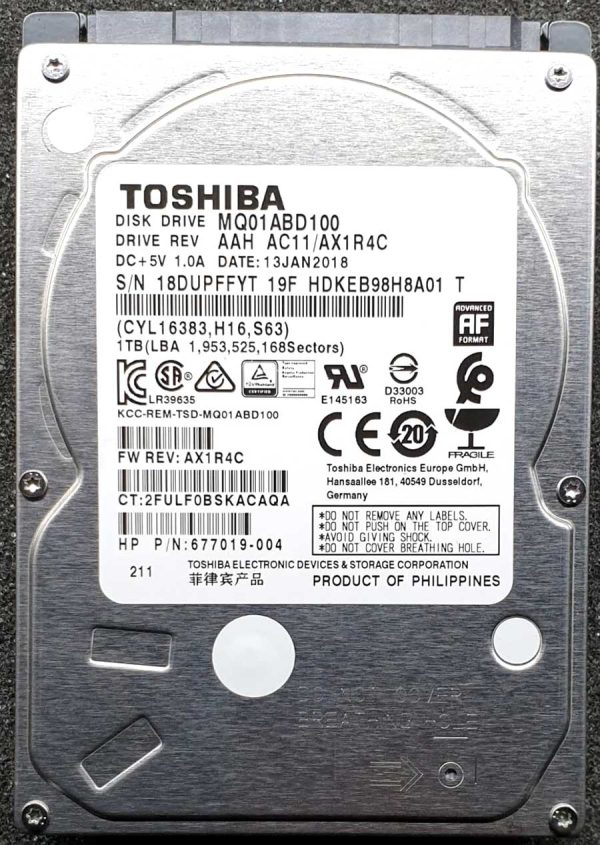 Toshiba MQ01ABD100 HDKEB98H8A01 13-JAN-2018