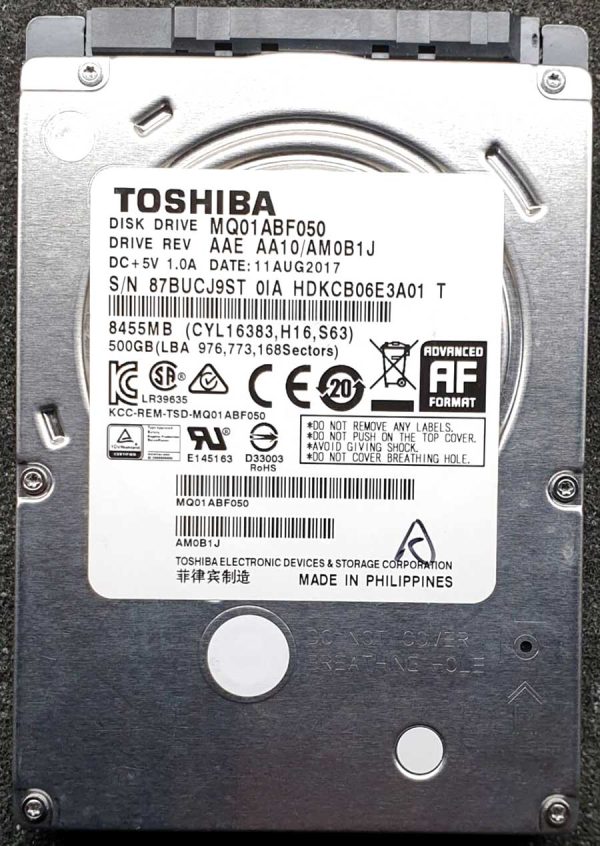 Toshiba MQ01ABF050 11-AUG-2017