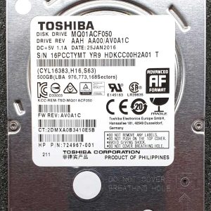 Toshiba MQ01ACF050 HDKCC00H2A01 25-JAN-2016