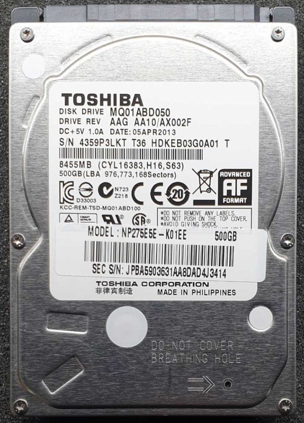 Toshiba MQ01ABD050 HDKEB03G0A01 05-APR-2013