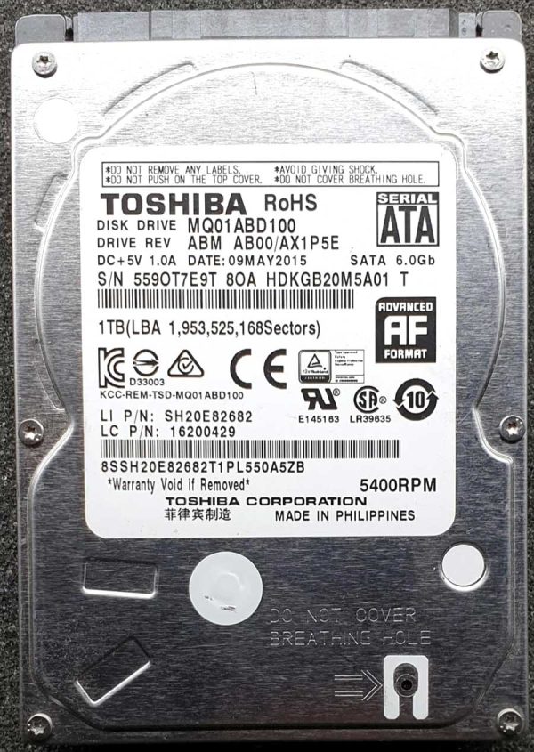 Toshiba MQ01ABD100 HDKGB20M5A01 09-MAY-2015