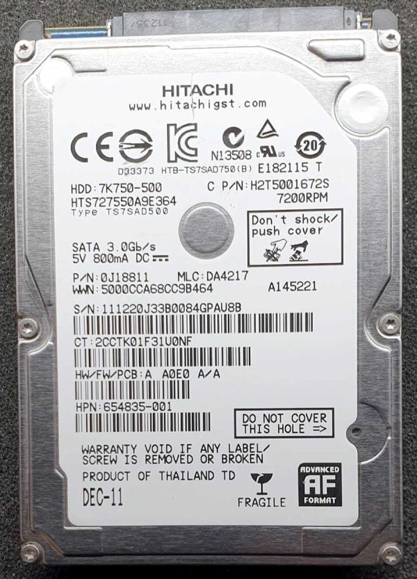 Hitachi HTS727550A9E364 DA4217 DEC-2011
