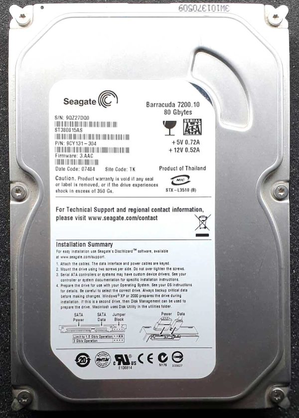 Seagate ST380815AS 9QZxxx 06-JUN-2007