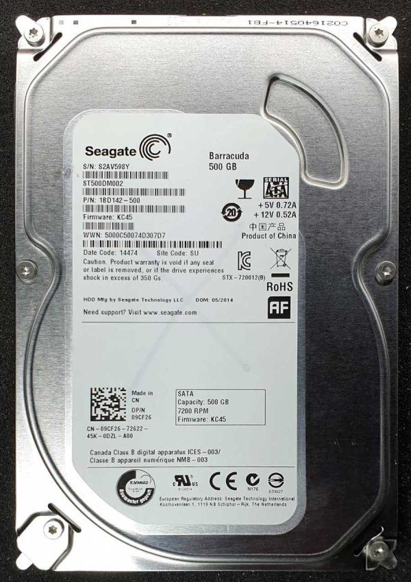 Seagate ST500DM002-1BD142 S2Axxx 21-MAY-2014