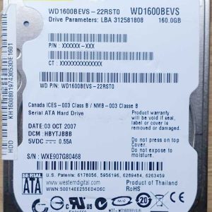 WD 1600BEVS-22RST0 xxxTJxxx 03-OCT-2007