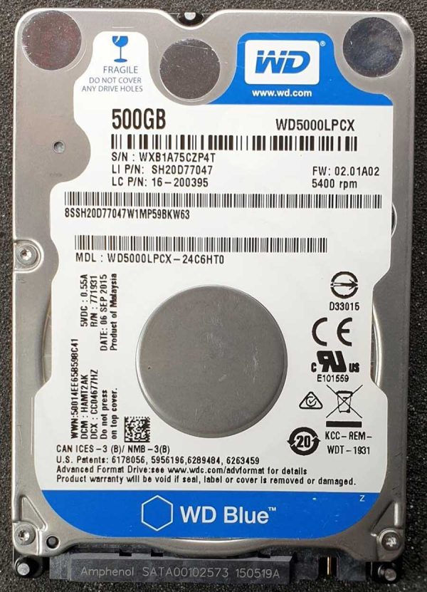 WD 5000LPCX-24C6HT0 xxxT2xxx 06-SEP-2015