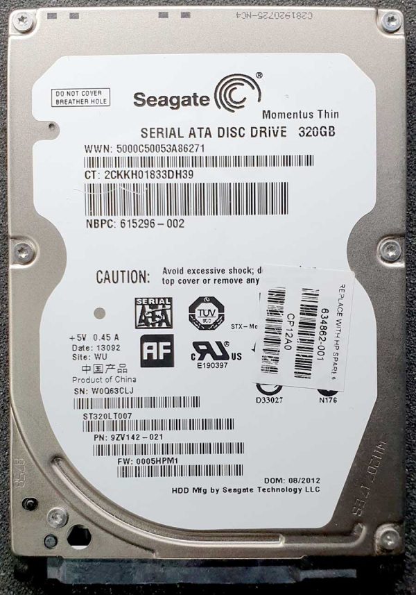 Seagate ST320LT007-9ZV142 W0Qxxx AUG-2018