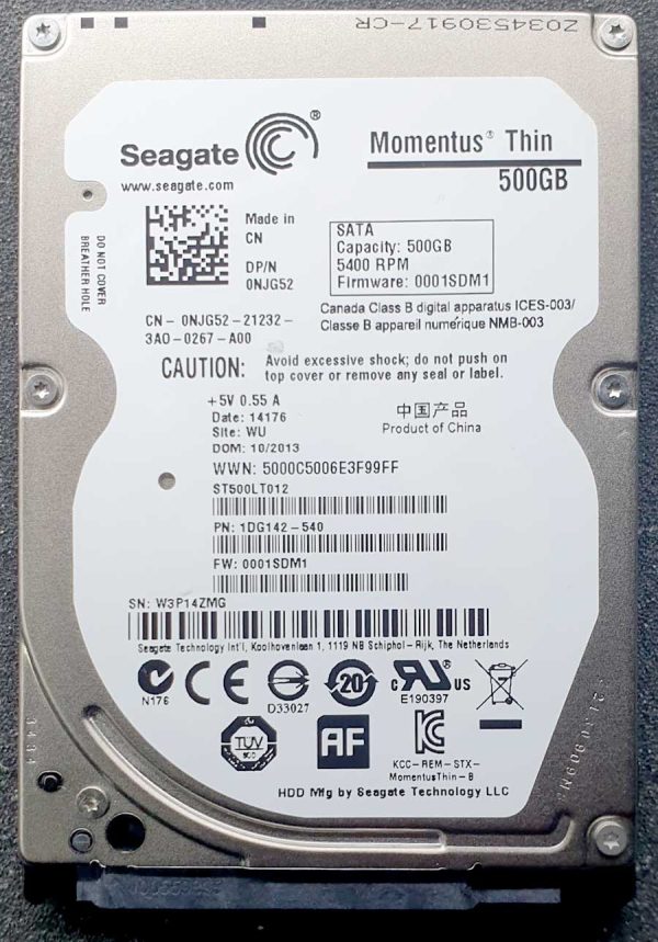 Seagate ST500LT012-1DG142 W3Pxxx Oct 2013