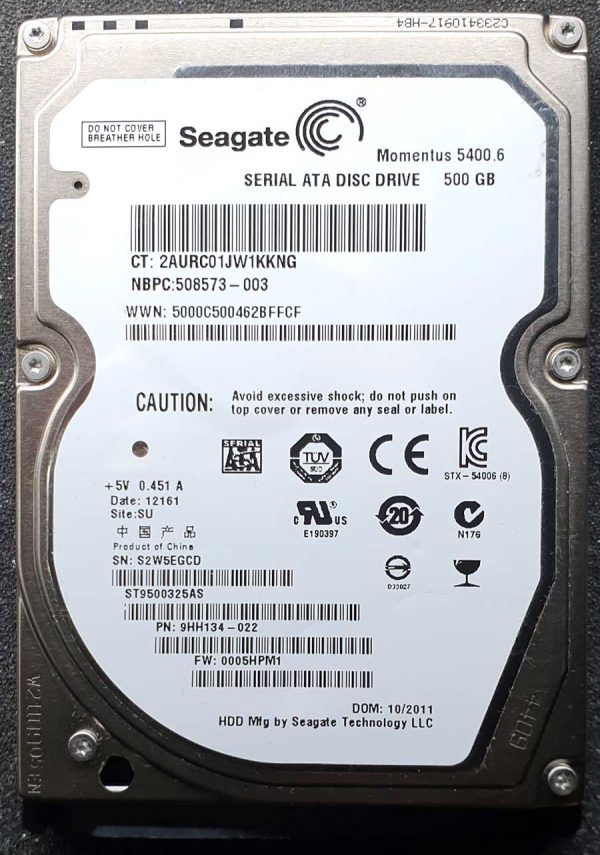 Seagate ST9500325AS S2Wxxx OCT-2013