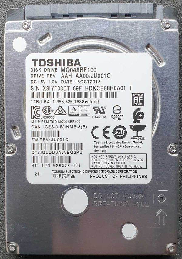 Toshiba MQ04ABF100 HDKCB88H0A01 18-OCT-2018