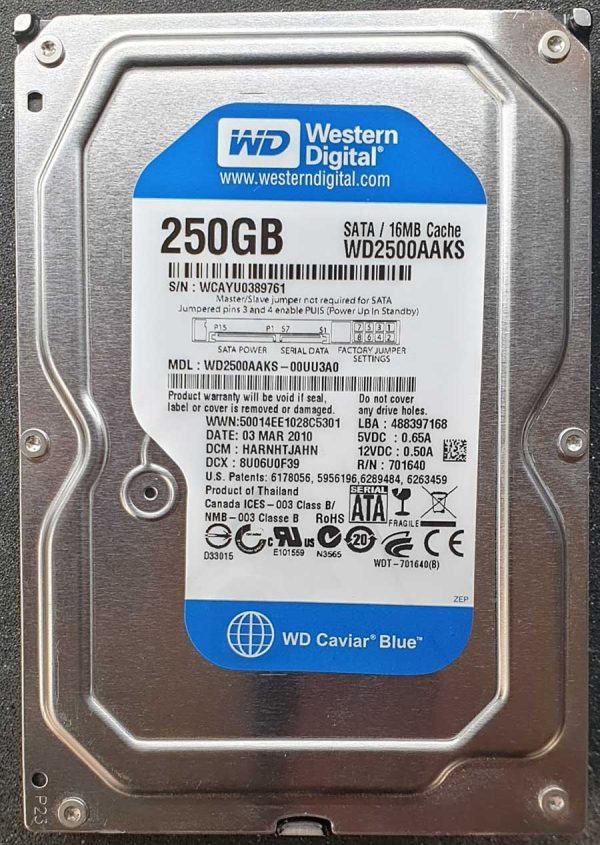 WD 2500AAKS-00UU3A0 xxxTJxxx 03-MAR-2010