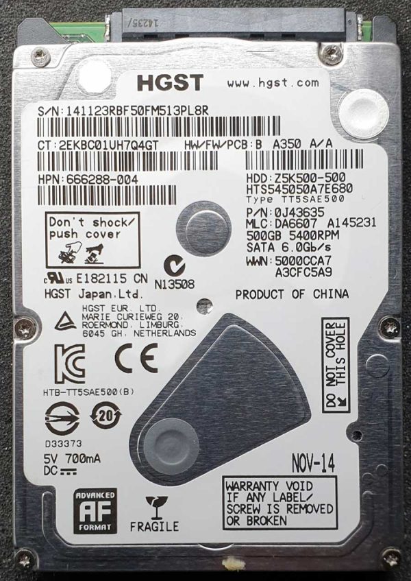 HGST HTS545050A7E680 DA6607 NOV-2014