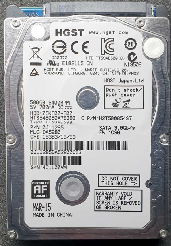 HGST HTS545050A7E380 DA5280 MAR-2015