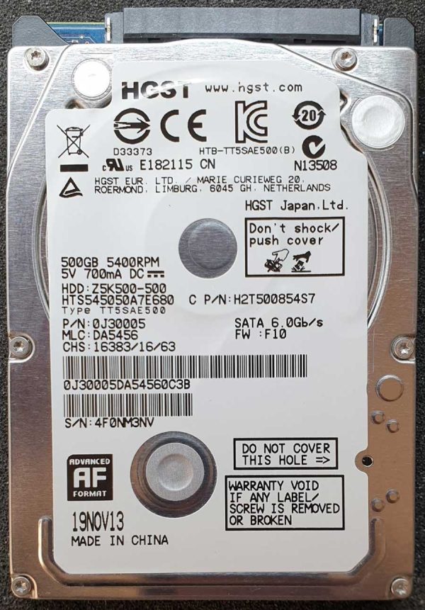 HGST HTS545050A7E680 DA5456 19-NOV-2013