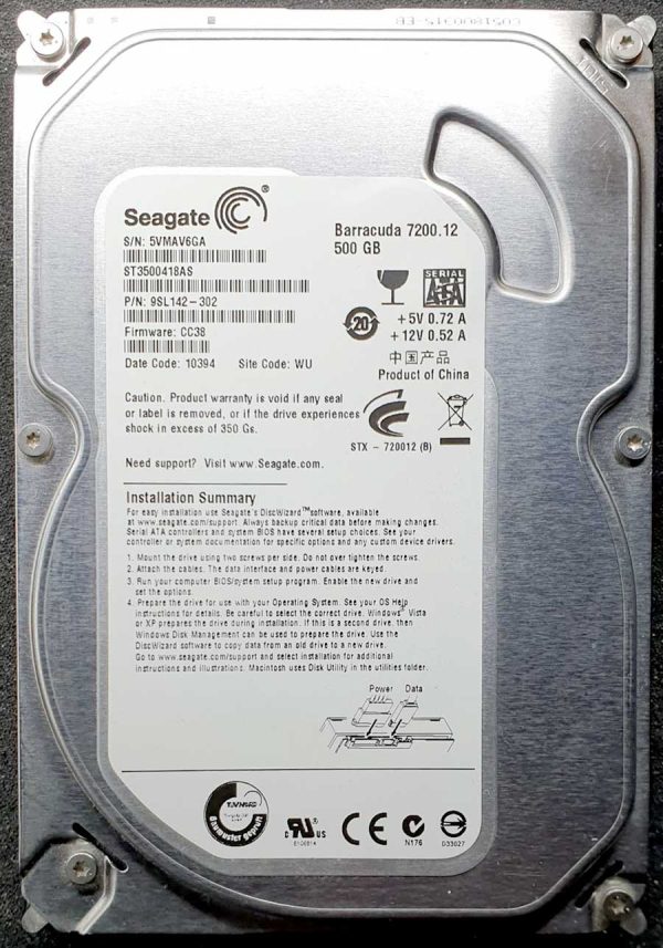 Seagate ST3500418AS 5VNxxx 28-MAR-2010