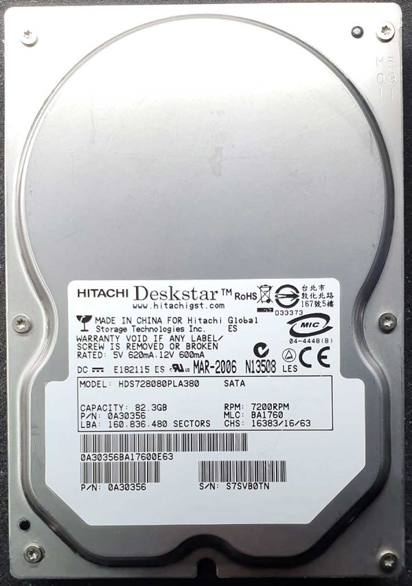 Hitachi HDS728080PLA380 BA1760 MAR-2006