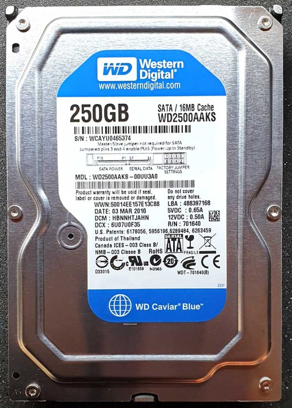 WD 2500AAKS-00UU3A0 xxxTJxxx 03-MAR-2010