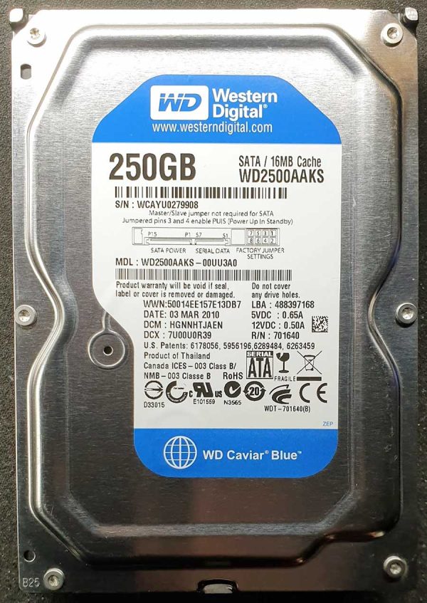 WD 2500AAKS-00UU3A0 xxxTJxxx 03-MAR-2010