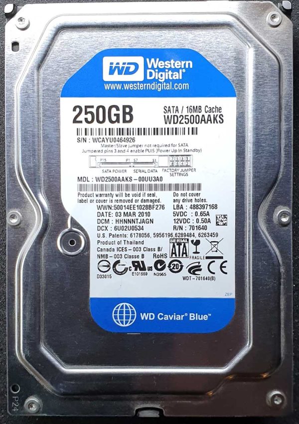 WD 2500AAKS-00UU3A0 xxxTJxxx 03-MAR-2010
