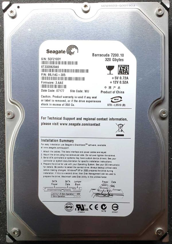 Seagate ST3320620AS 5QFxxx 31-OCT-2006