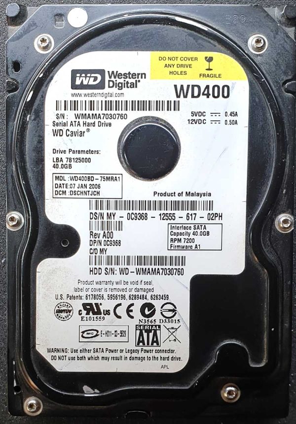 WD 400BD-75MRA1 xxxTJxxx 07-JAN-2006