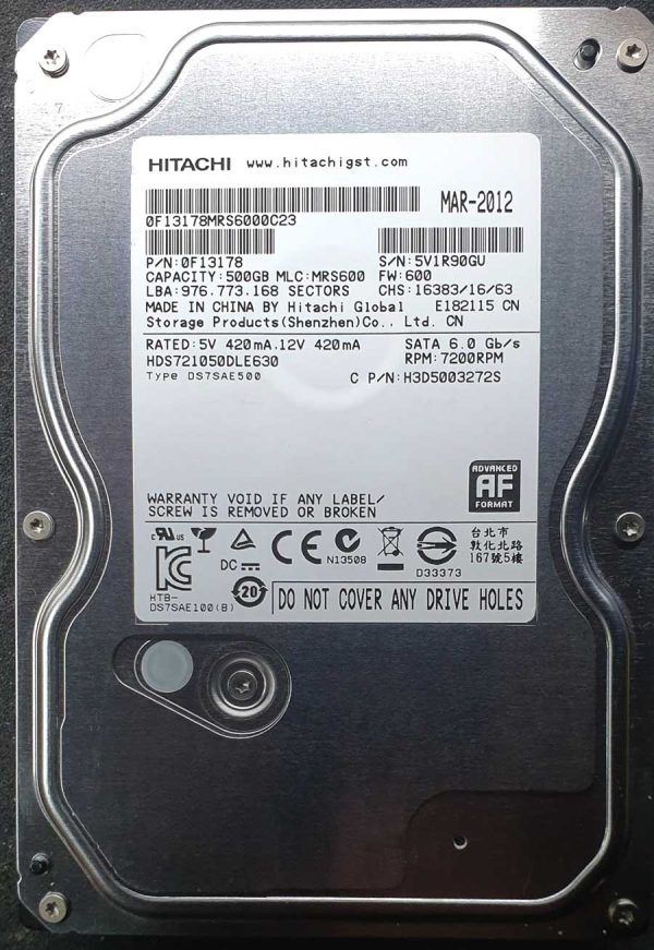 Hitachi HDS721050DLE630 MRS600 MAR-2012